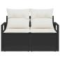 Preview: 2-Sitzer Gartensofa mit Stauraum und Kissen Schwarz Poly Rattan