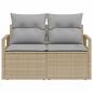 Preview: 2-Sitzer Garten Sofa mit Stauraum & Kissen Beige Poly Rattan