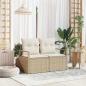 Preview: ARDEBO.de - 2-Sitzer Garten-Sofa mit Stauraum und Kissen Beige Poly Rattan