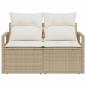 Preview: 2-Sitzer Garten-Sofa mit Stauraum und Kissen Beige Poly Rattan
