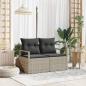 Preview: ARDEBO.de - 2-Sitzer Garten Sofa mit Stauraum und Kissen Grau Poly Rattan