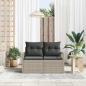 Preview: 2-Sitzer Garten Sofa mit Stauraum und Kissen Grau Poly Rattan