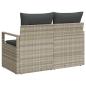 Preview: 2-Sitzer Garten Sofa mit Stauraum und Kissen Grau Poly Rattan