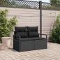 Preview: ARDEBO.de - 2-Sitzer Gartensofa mit Stauraum und Kissen Schwarz Poly Rattan