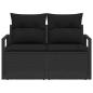 Preview: 2-Sitzer Gartensofa mit Stauraum und Kissen Schwarz Poly Rattan