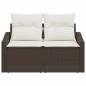 Preview: 2-Sitzer Garten Sofa mit Kissen Braun Poly Rattan