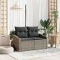 Preview: ARDEBO.de - 2-Sitzer Garten-Sofa mit Kissen Grau Poly Rattan