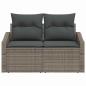 Preview: 2-Sitzer Garten-Sofa mit Kissen Grau Poly Rattan