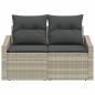 Preview: ARDEBO.de - 2-Sitzer Garten-Sofa mit Kissen Grau Poly Rattan