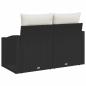 Preview: ARDEBO.de - 2-Sitzer Gartenbank mit Stauraum und Kissen Schwarz Poly Rattan