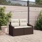 Preview: ARDEBO.de - 2-Sitzer Gartenbank mit Stauraum & Kissen Braun Poly Rattan