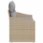 Preview: 2-Sitzer Garten Sofa mit Stauraum und Kissen Beige Poly-Rattan