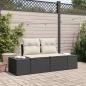 Preview: ARDEBO.de - 2-Sitzer Gartensofa mit Kissen Schwarz Poly Rattan