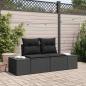 Preview: ARDEBO.de - 2-Sitzer Gartensofa mit Kissen Schwarz Poly Rattan
