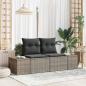 Preview: ARDEBO.de - 2-Sitzer Gartensofa mit Stauraum und Kissen Grau Poly Rattan