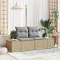 Preview: ARDEBO.de - 2-Sitzer Garten-Sofa mit Stauraum und Kissen Beige Poly Rattan