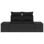 Preview: 2-Sitzer Garten Sofa mit Stauraum & Kissen Schwarz Poly Rattan
