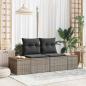 Preview: ARDEBO.de - 2-Sitzer Gartensofa mit Kissen Grau Poly Rattan
