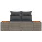 Preview: 2-Sitzer Gartensofa mit Kissen Grau Poly Rattan