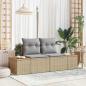 Preview: ARDEBO.de - 2-Sitzer Gartensofa mit Kissen Beige Poly Rattan