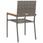 Preview: Stapelbare Gartenstühle mit Kissen 2er-Set Grau Poly Rattan
