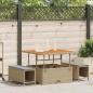 Preview: ARDEBO.de - 3-teiliges Garten-Esszimmer-Set mit Kissen Beige Poly Rattan Akazie