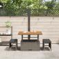 Preview: 3-teiliges Garten-Esstischset mit Kissen Grau Poly-Rattan Akazie