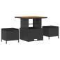Preview: 3-teiliges Garten-Dining-Set mit Kissen Schwarz Poly Rattan Akazie