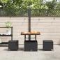 Preview: 3-teiliges Garten-Dining-Set mit Kissen Schwarz Poly Rattan Akazie