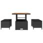 Preview: 3-teiliges Garten-Dining-Set mit Kissen Schwarz Poly Rattan Akazie