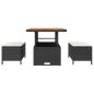 Preview: 3-teilige Garten-Essgruppe mit Kissen Schwarz Poly Rattan Akazie