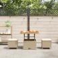 Preview: 3-teiliges Garten Esstisch Set mit Kissen Beige Poly Rattan Akazie