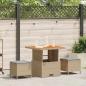 Preview: ARDEBO.de - 3-teilige Garten-Dining-Set mit Kissen Beige Poly Rattan Akazie