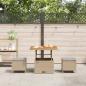 Preview: 3-teilige Garten-Dining-Set mit Kissen Beige Poly Rattan Akazie