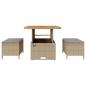 Preview: 3-teilige Garten-Dining-Set mit Kissen Beige Poly Rattan Akazie