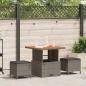 Preview: ARDEBO.de - 3-teiliges Garten-Esszimmer-Set mit Kissen Grau Poly-Rattan Akazie