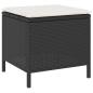 Preview: ARDEBO.de - 3-teiliges Garten-Essenset mit Kissen Schwarz Poly-Rattan Akazie