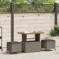 Preview: ARDEBO.de - 3-teilige Garten-Essgruppe mit Kissen Grau Poly Rattan Akazie