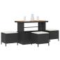 Preview: 4-teiliges Garten-Esszimmer-Set mit Kissen Schwarz Poly-Rattan Akazie