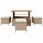Preview: 4-teiliges Garten-Esszimmer-Set mit Kissen Beige Poly Rattan Akazie