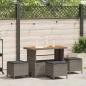 Preview: ARDEBO.de - 4-teiliges Garten-Dining-Set mit Kissen Grau Poly-Rattan Akazie