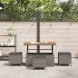 Preview: 4-teiliges Garten-Dining-Set mit Kissen Grau Poly-Rattan Akazie