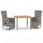 Preview: 3-tlg. Garten-Essgruppe mit Kissen Grau Poly Rattan