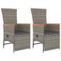 Preview: 3-tlg. Garten-Essgruppe mit Kissen Grau Poly Rattan