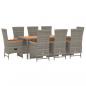 Preview: 9-tlg. Garten-Essgruppe mit Kissen Grau Poly Rattan