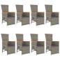 Preview: 9-tlg. Garten-Essgruppe mit Kissen Grau Poly Rattan