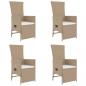 Preview: 5-tlg. Garten-Essgruppe mit Kissen Beige Poly Rattan
