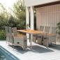 Preview: ARDEBO.de - 7-tlg. Garten-Essgruppe mit Kissen Grau Poly Rattan