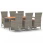 Preview: 7-tlg. Garten-Essgruppe mit Kissen Grau Poly Rattan