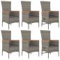 Preview: 7-tlg. Garten-Essgruppe mit Kissen Grau Poly Rattan